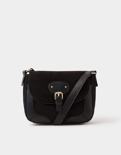 Saddle Buckle Crossbody Bag Black