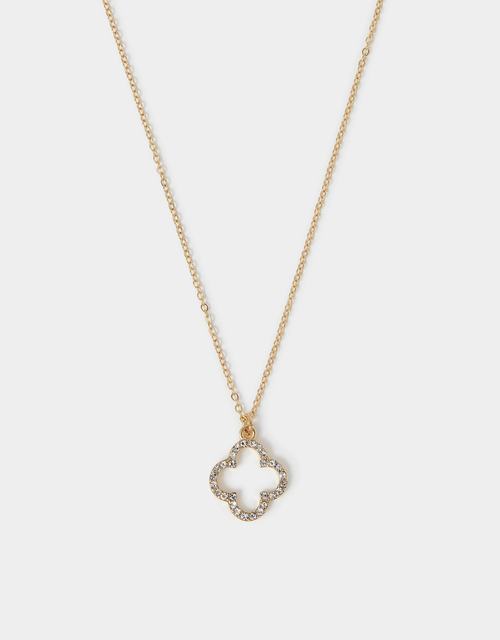 Pavé Cut Out Flora Pendant Necklace