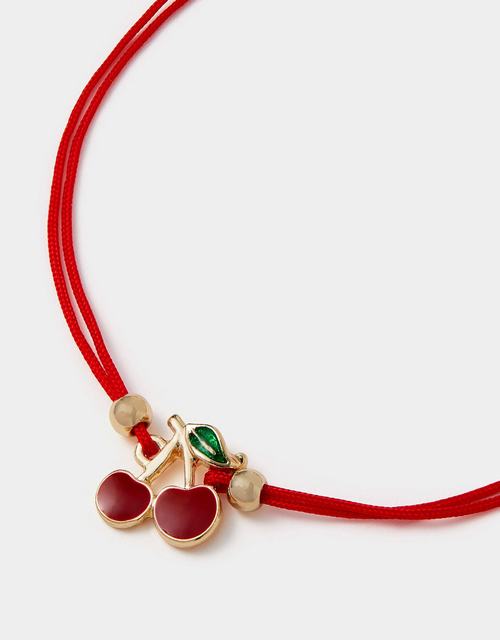 Cherry Charm Cord Bracelet