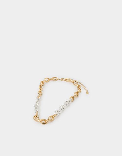 Mixed Metal Chunky Link Chain Necklace