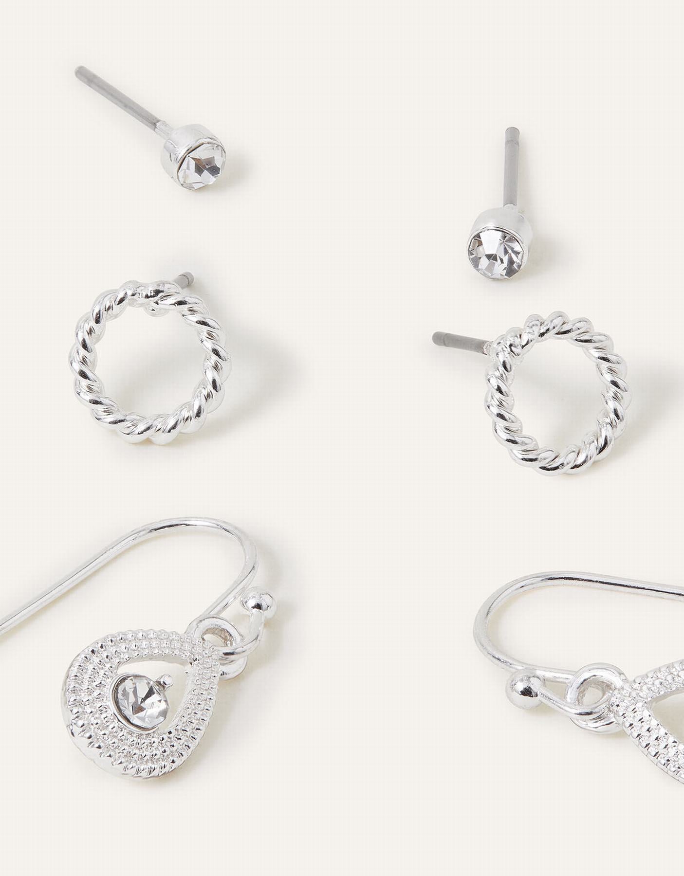 Crystal Drop Earrings Set of Three