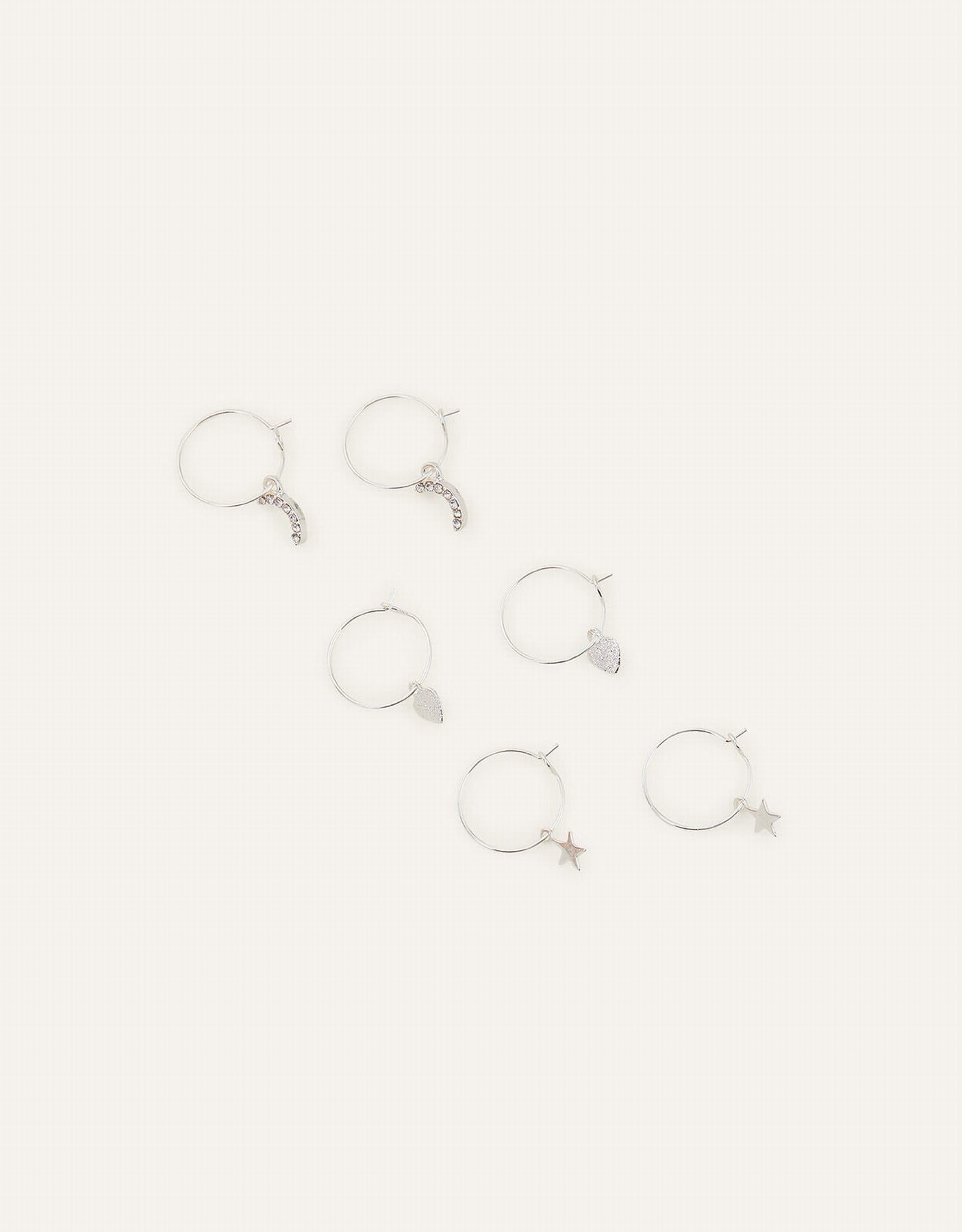 Star and Moon Hoop Earring Set of Three