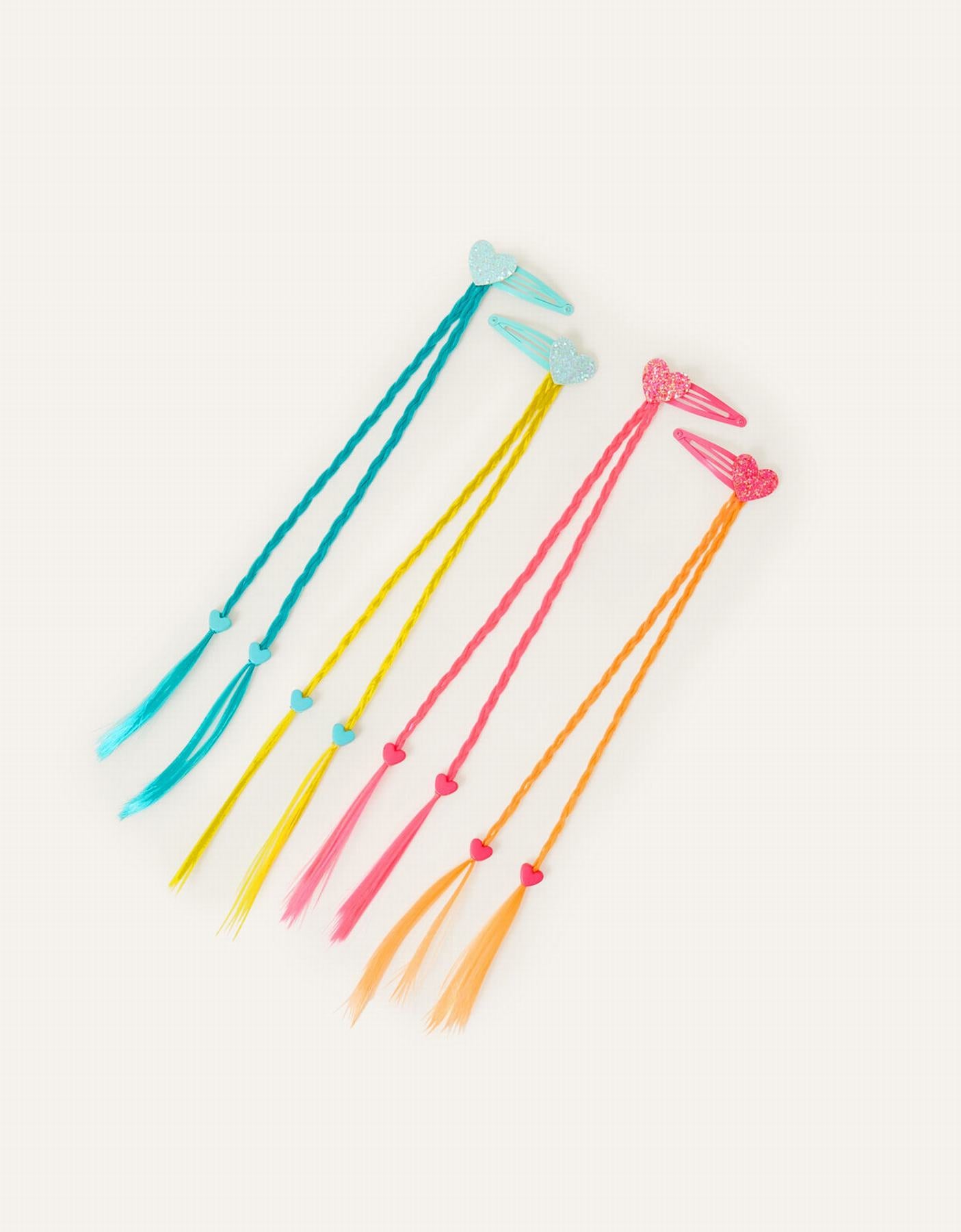 Heart Fake Hair Clips 4 Pack