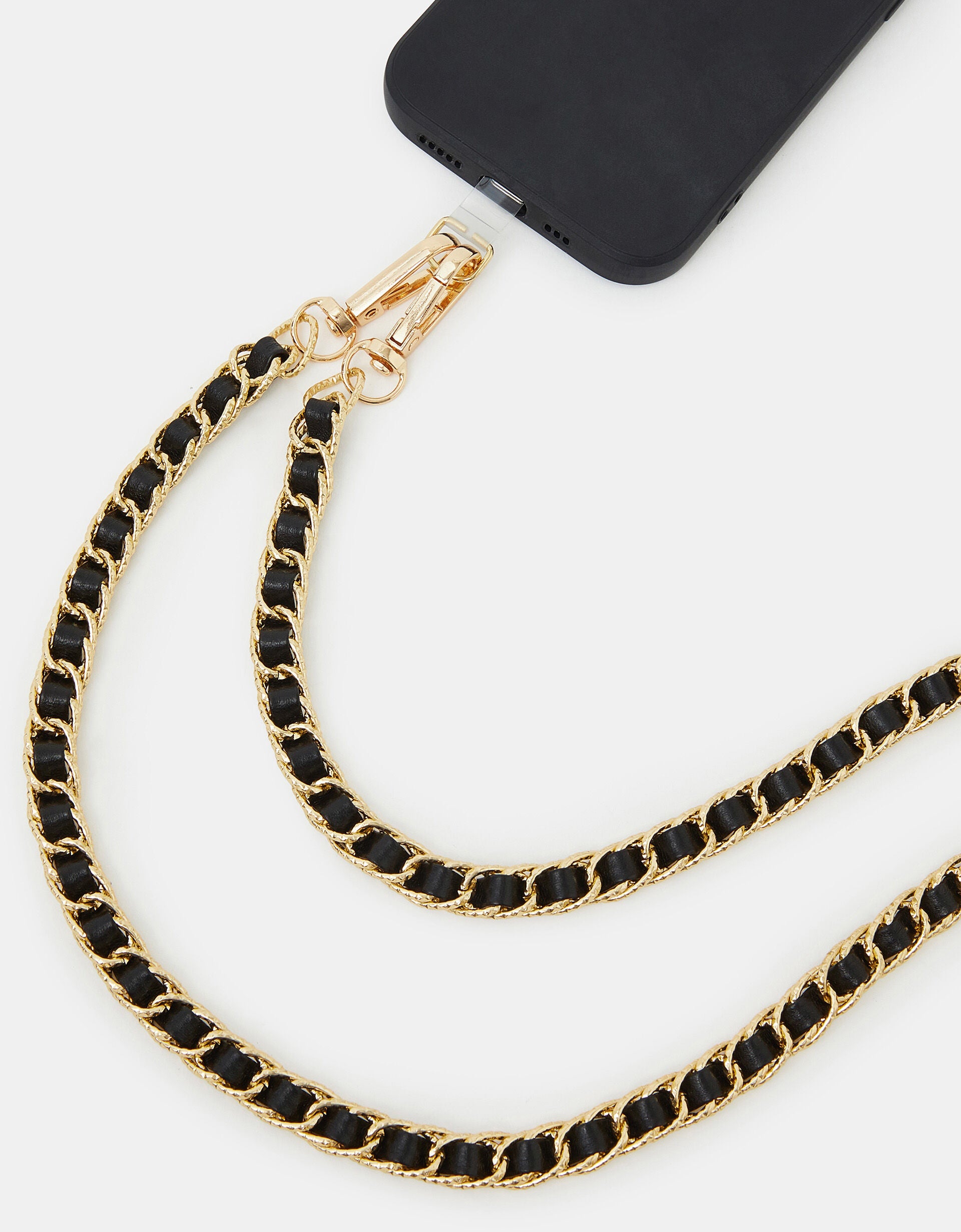 Faux Leather Chain Phone Strap