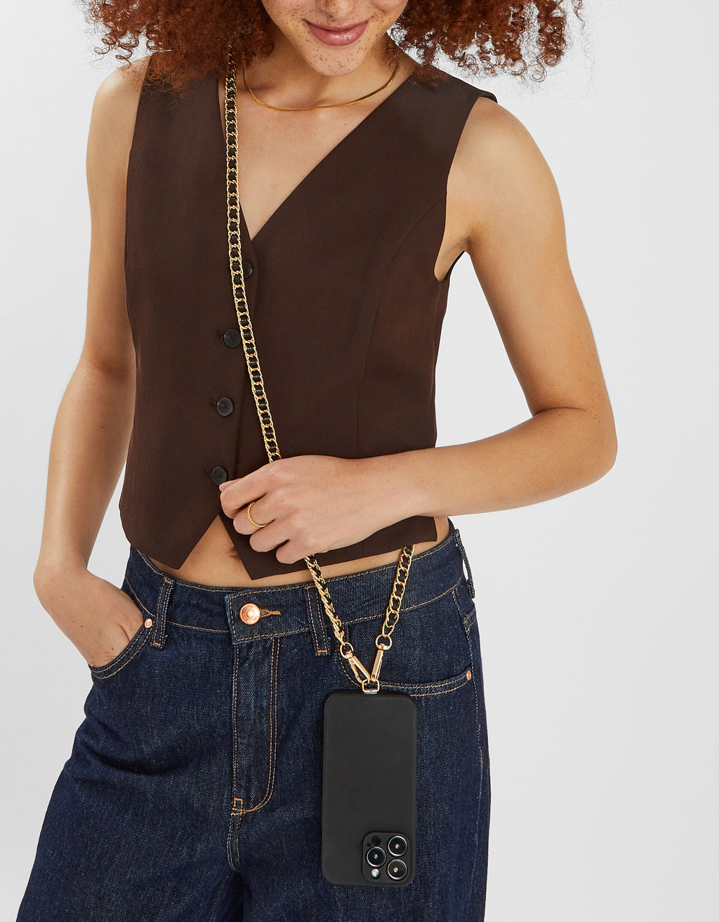 Faux Leather Chain Phone Strap