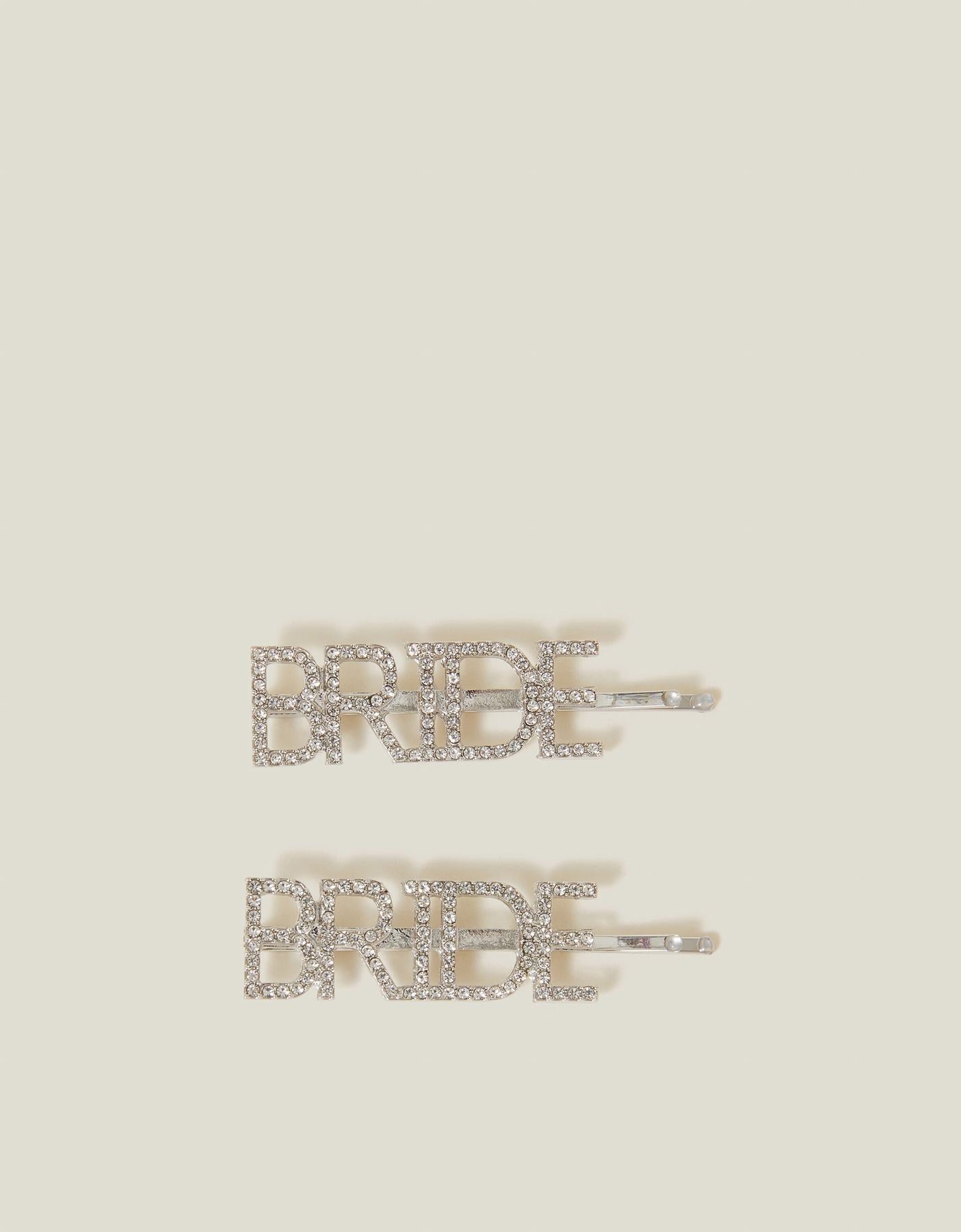 2-Pack Diamante Bride Hair Slides