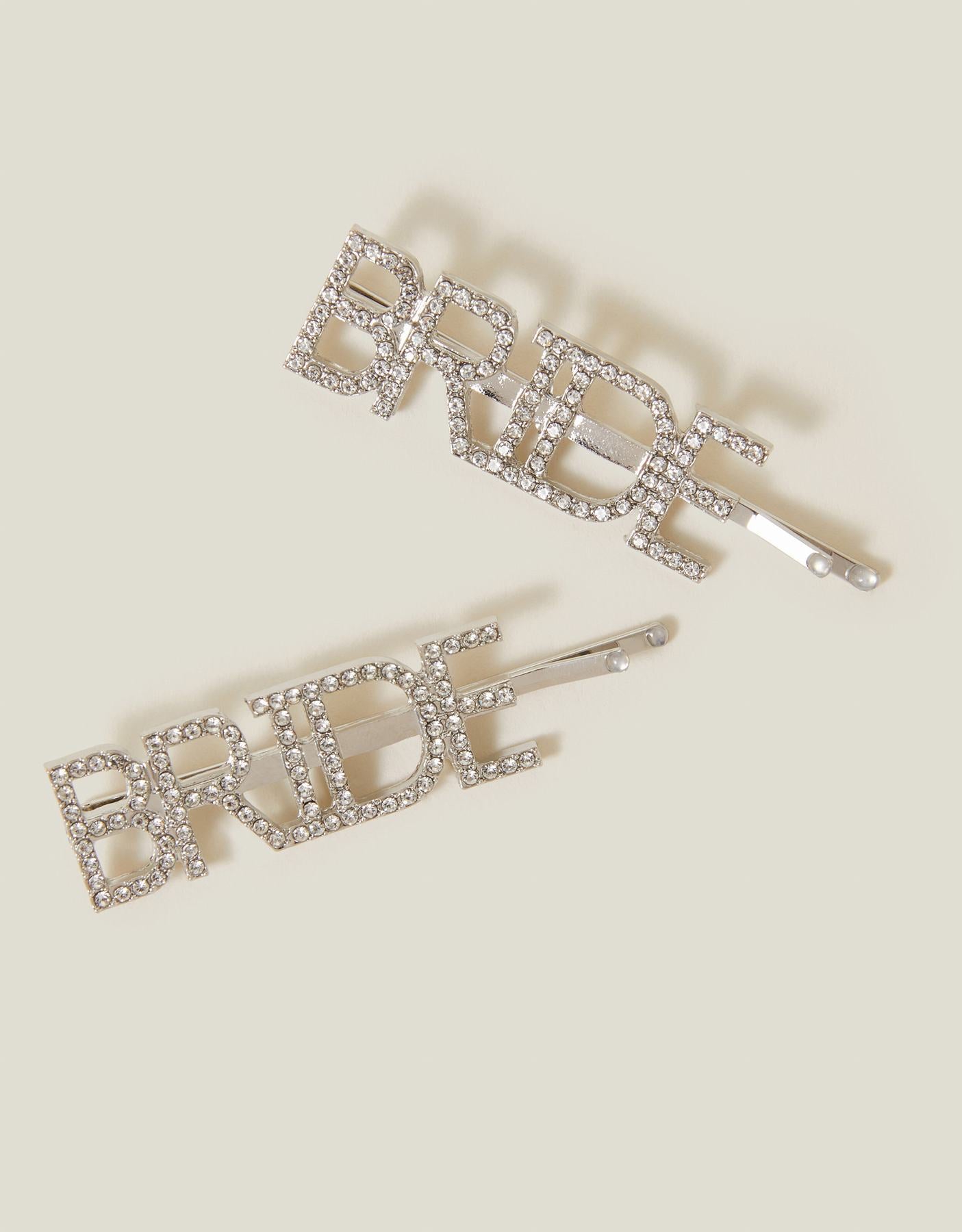 2-Pack Diamante Bride Hair Slides