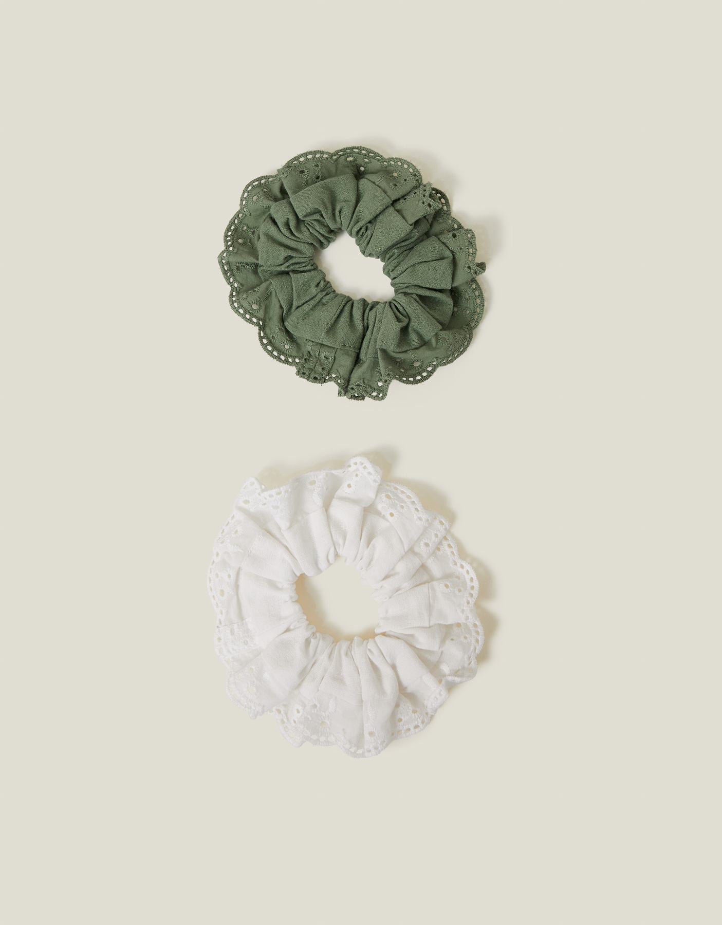 2-Pack Mix Broderie Hair Scrunchies