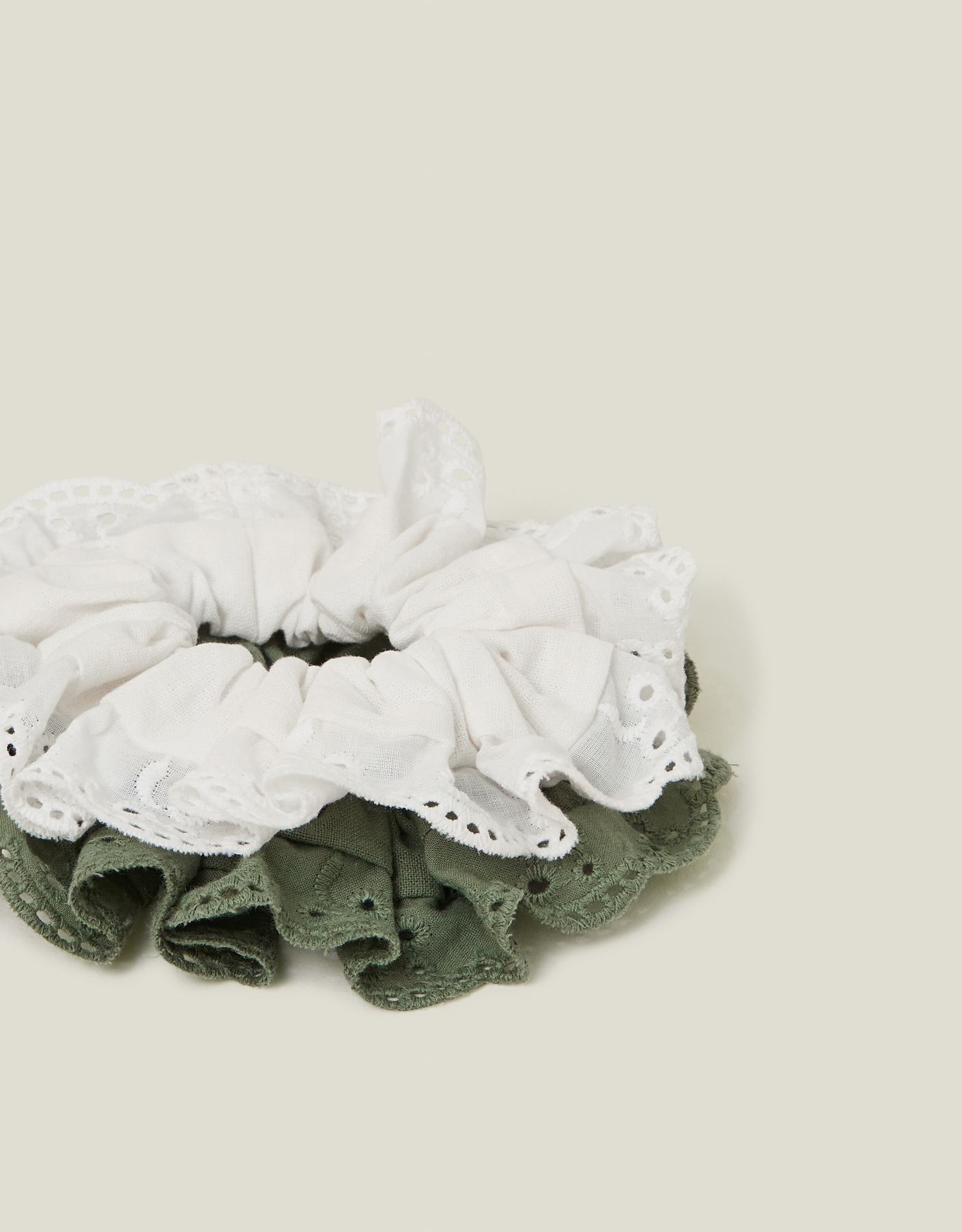 2-Pack Mix Broderie Hair Scrunchies