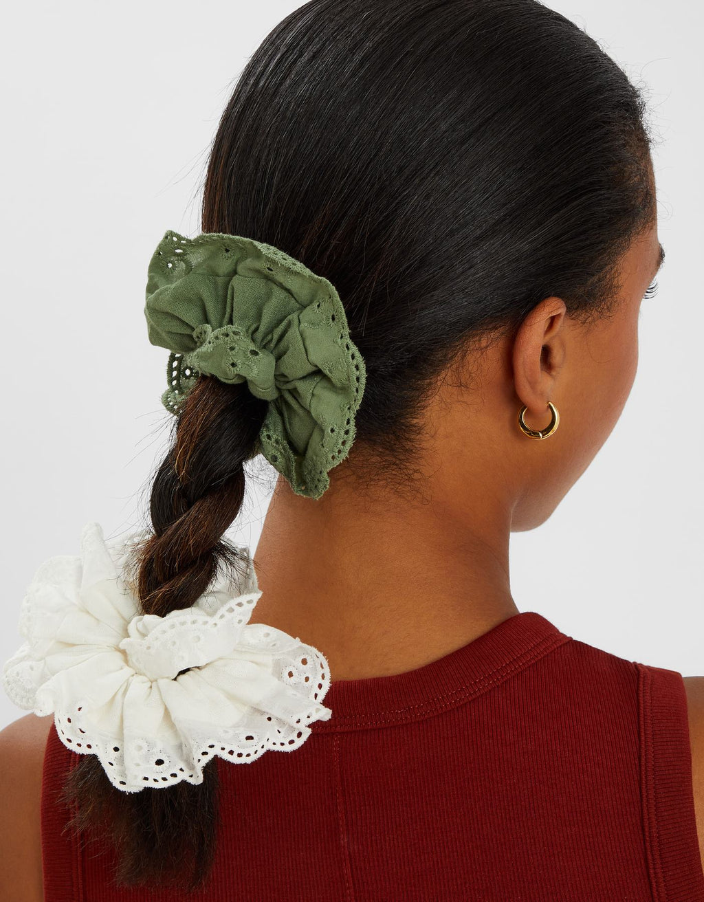 2-Pack Mix Broderie Hair Scrunchies
