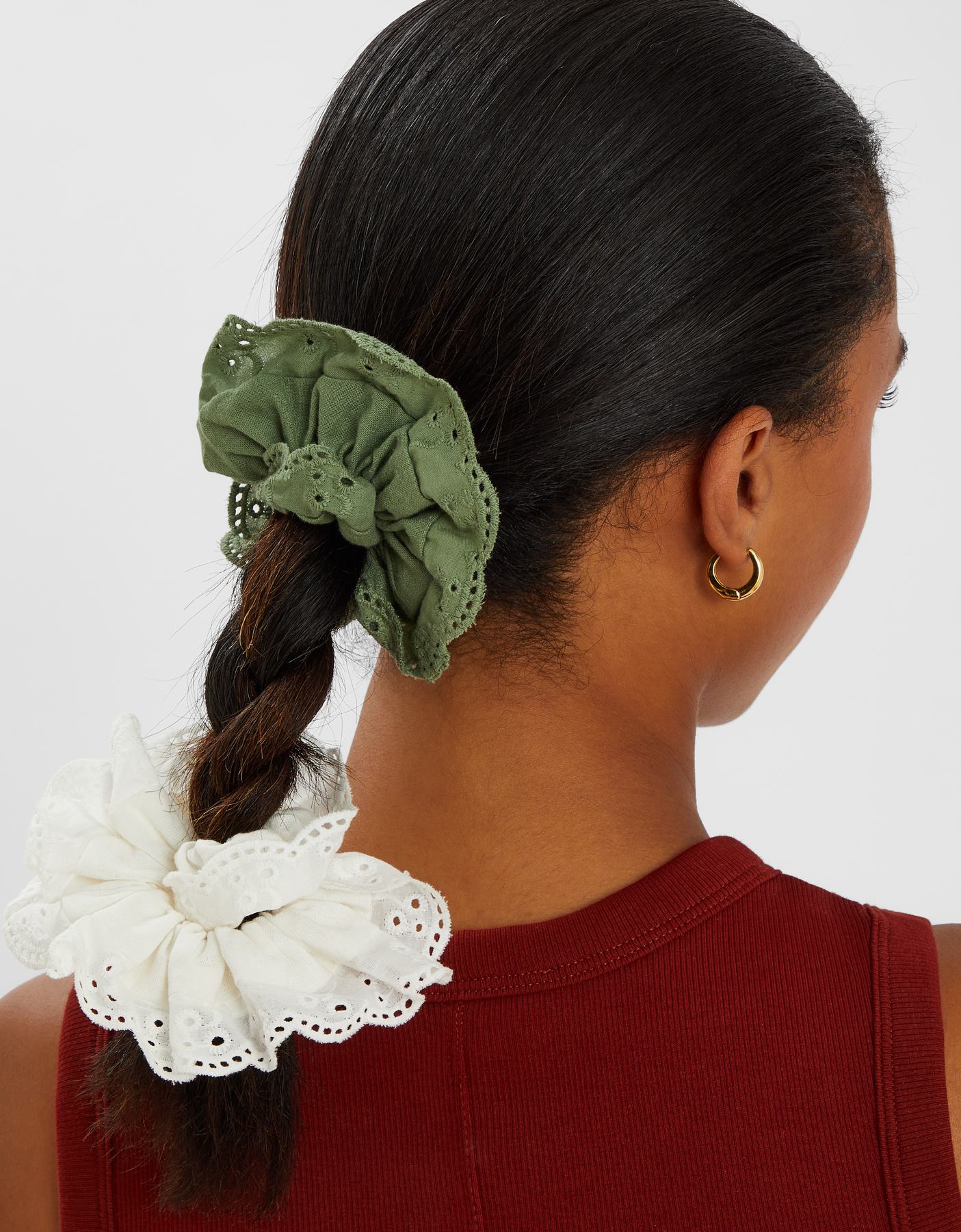 2-Pack Mix Broderie Hair Scrunchies