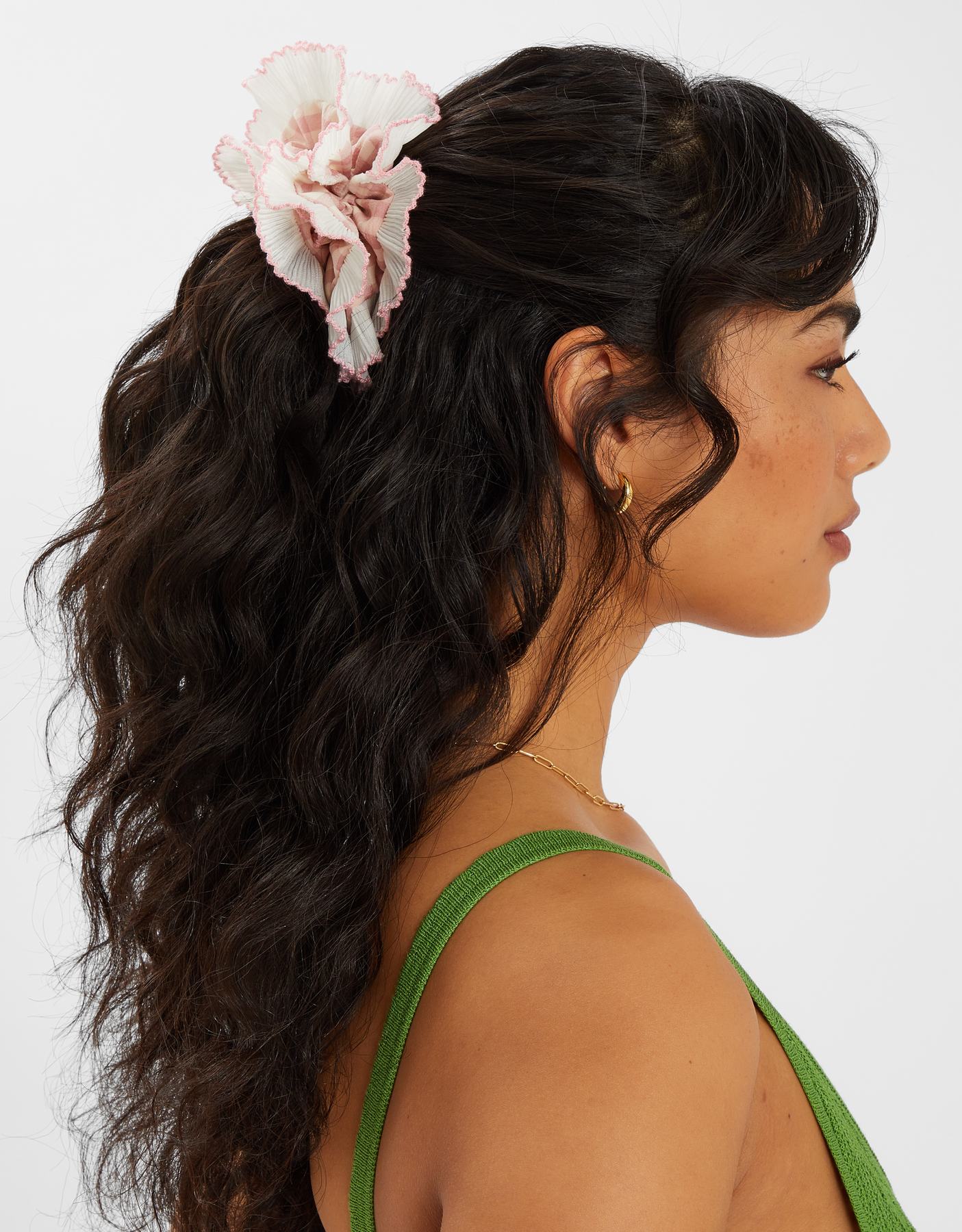 Oversized Gingham Frill Hair Scrunchie