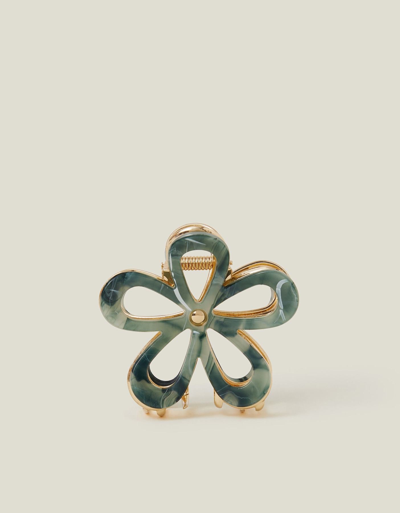 Marble Metal Flower Claw Clip