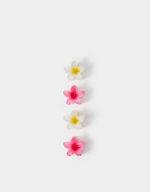 4-Pack Mini Tropical Flower Claw Clips