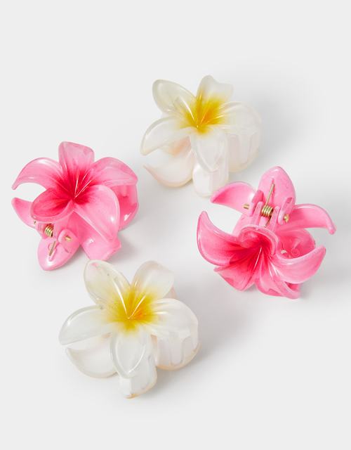 4-Pack Mini Tropical Flower Claw Clips
