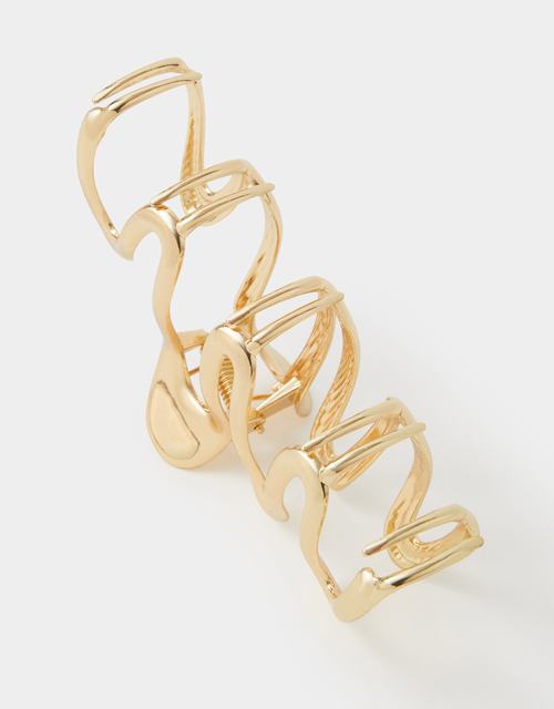 Metal Wave Claw Clip Gold