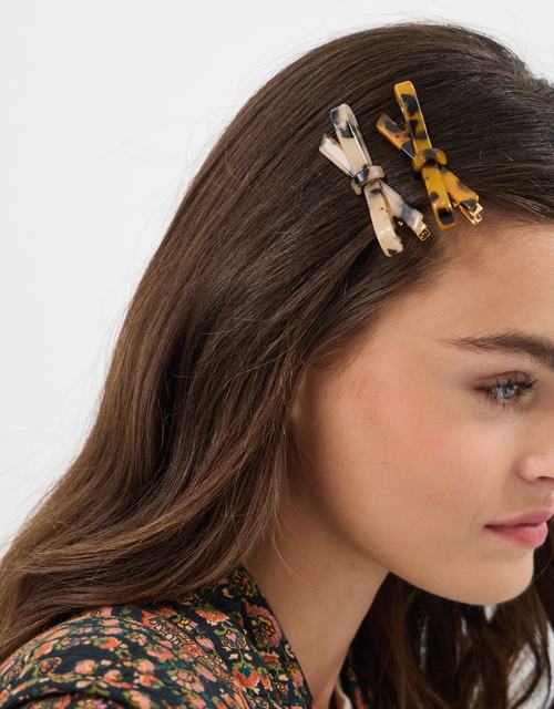 2-Pack Tort Bow Hair Clips