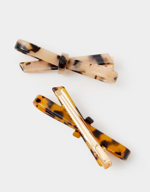 2-Pack Tort Bow Hair Clips
