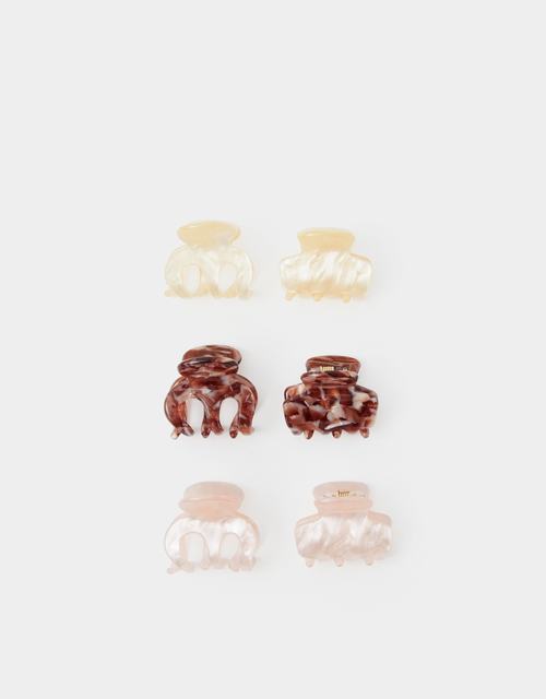 6-Pack Mini Marbled Claw Clips
