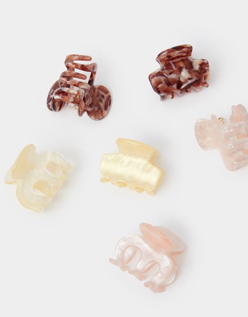 6-Pack Mini Marbled Claw Clips