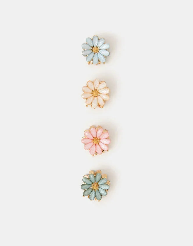 4-Pack Mini Gemstone Flower Claw Clips