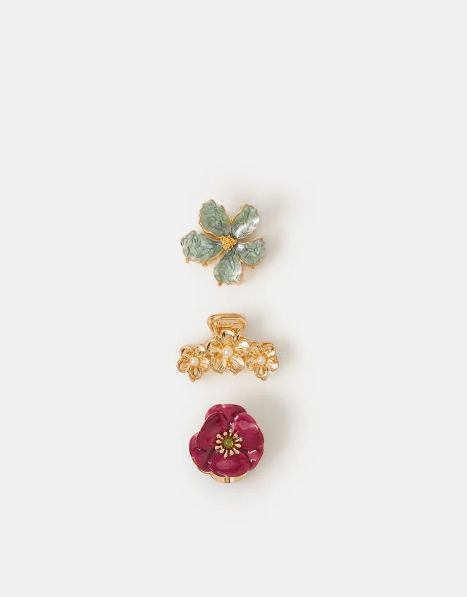 3-Pack Floral Metal Claw Clips
