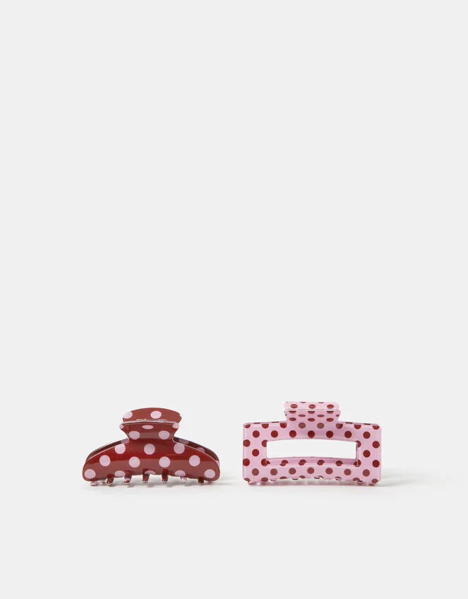 2 X POLKA DOT CLAW CLIPS