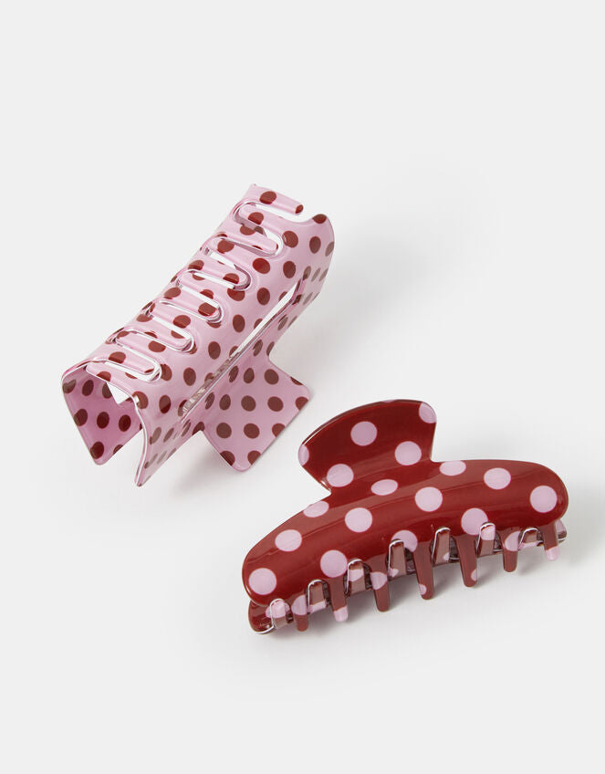 2 X POLKA DOT CLAW CLIPS