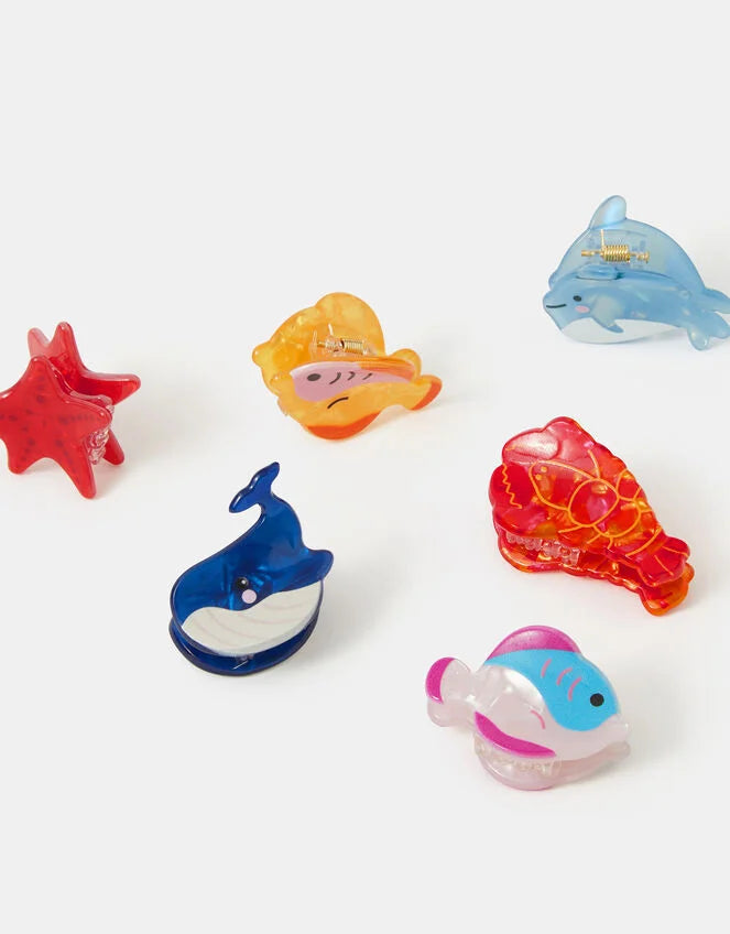 6-Pack Mini Ocean Friends Claw Clips