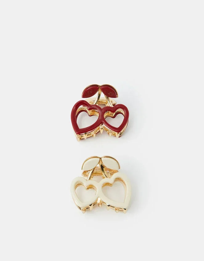 2-Pack Mini Cherry Heart Claw Clips