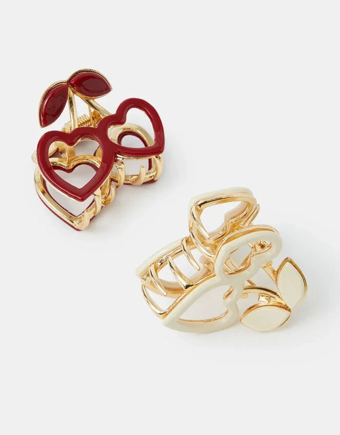 2-Pack Mini Cherry Heart Claw Clips
