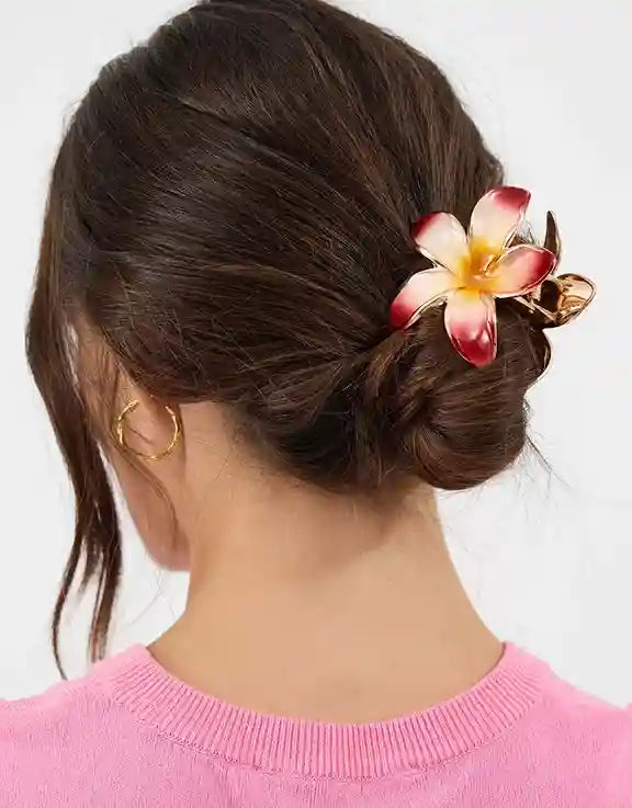 Tropical Flower Metal Claw Clip