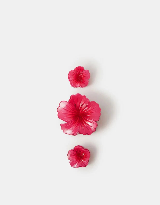 3-Pack Hibiscus Flower Claw Clips