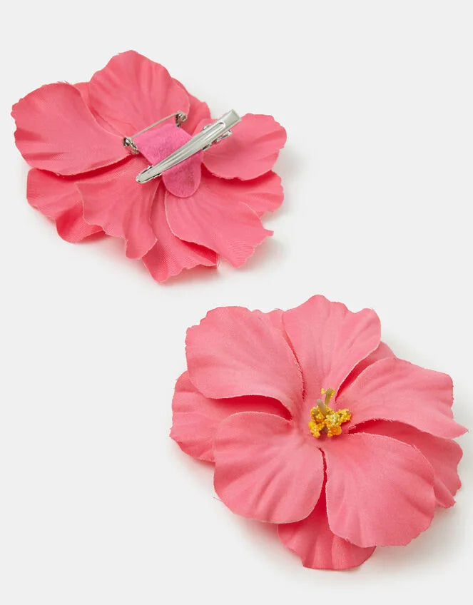 2-Pack Hibiscus Hair Clips Pink