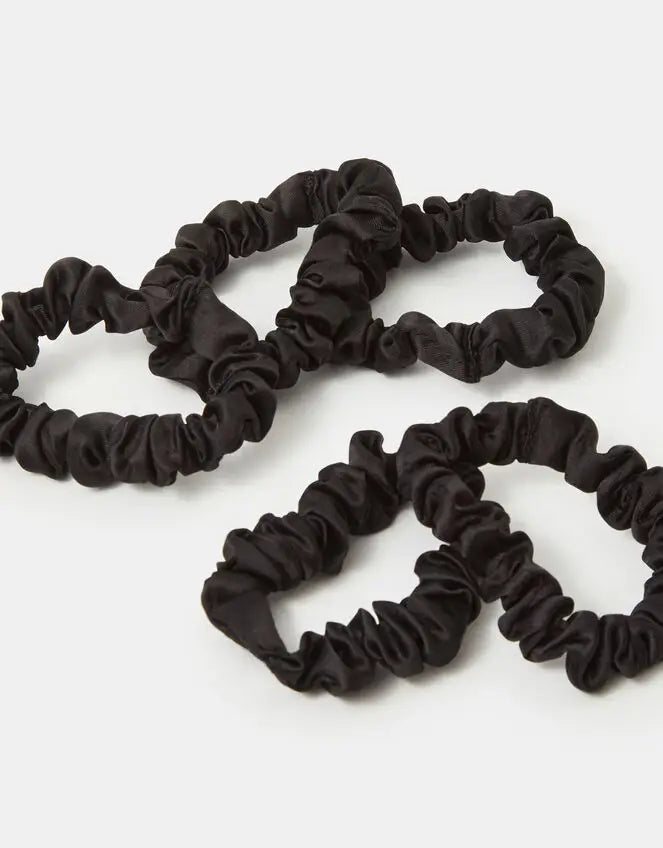 5 X SKINNY SCRUNCHIE PACK - BLACK