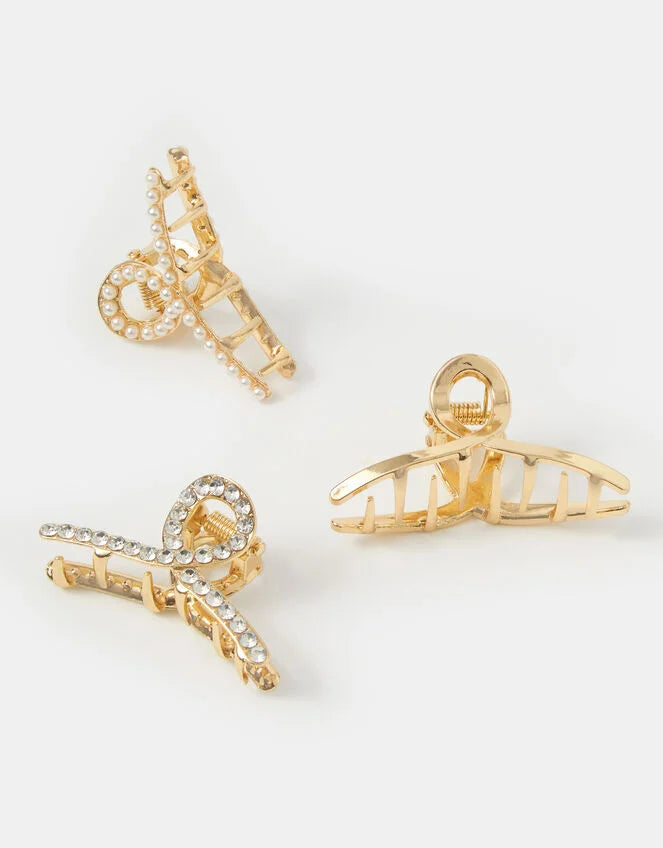 3-Pack Pearl Twist Claw Clips