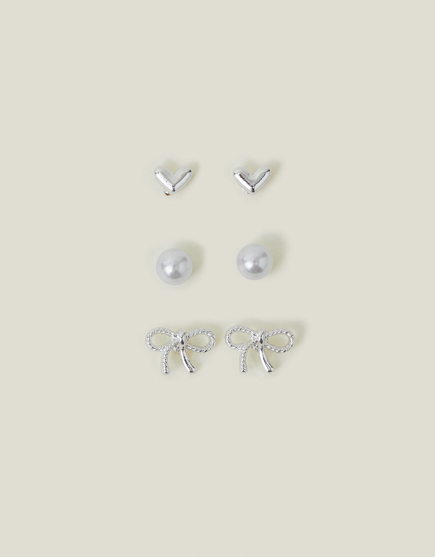 3-Pack Bow Stud Earrings
