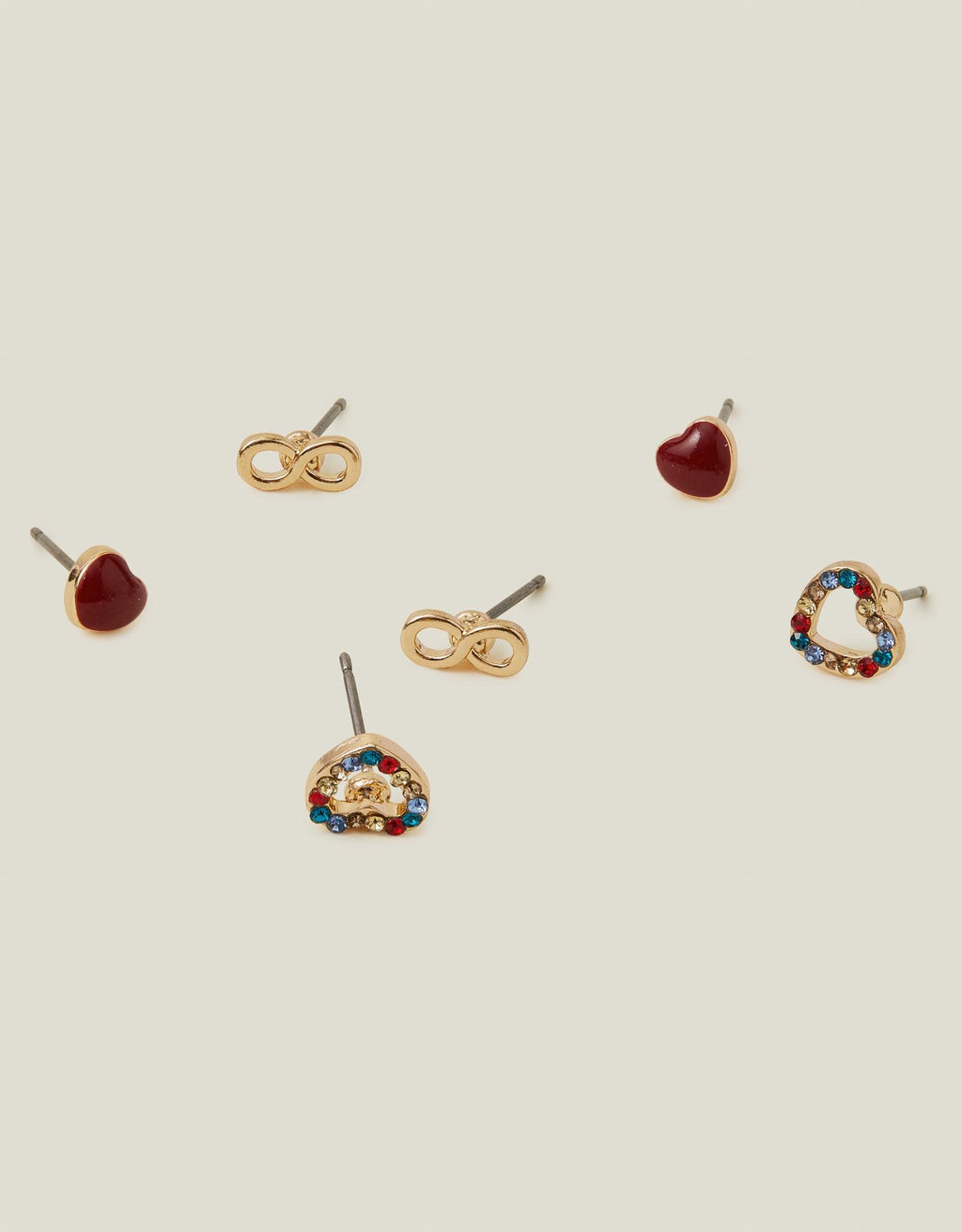 3-Pack Heart Infinity Studs