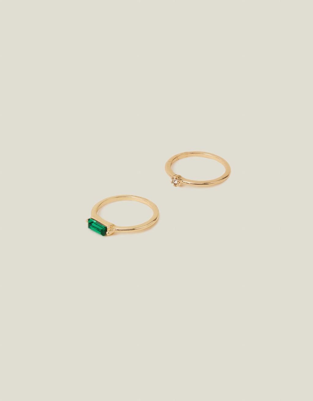 2-Pack Stone Rings Gold