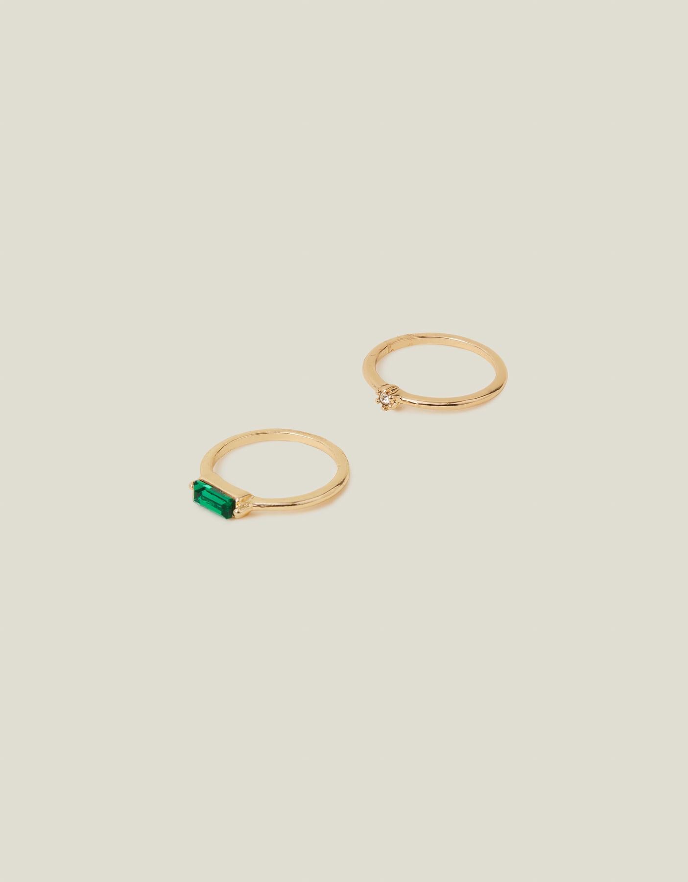 2-Pack Stone Rings Gold