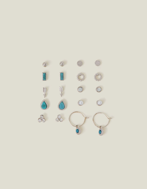 10-Pack Crystal Stud and Hoop Earrings