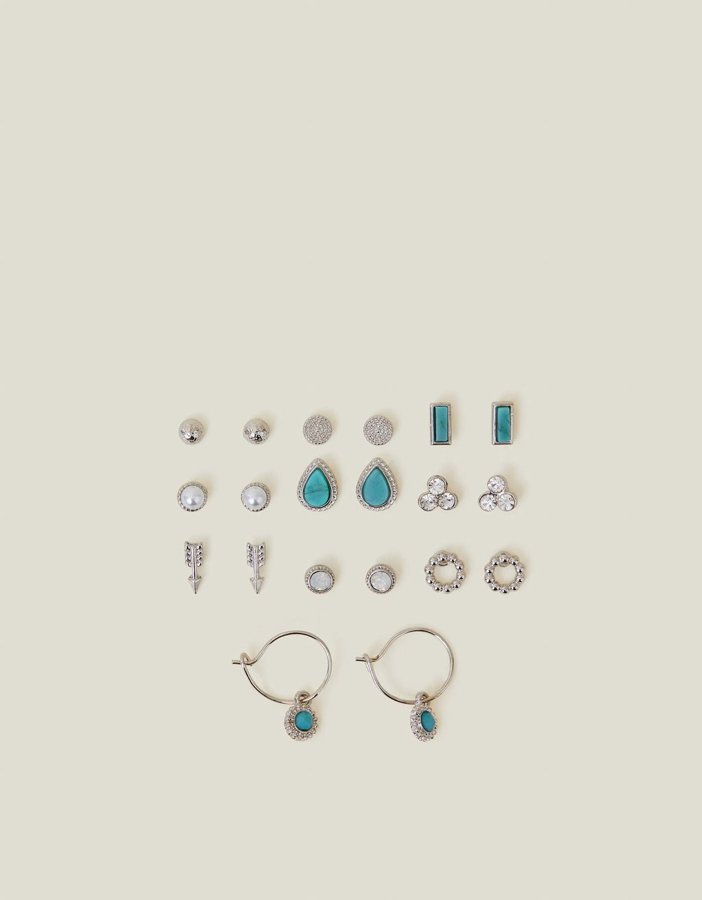 10-Pack Crystal Stud and Hoop Earrings