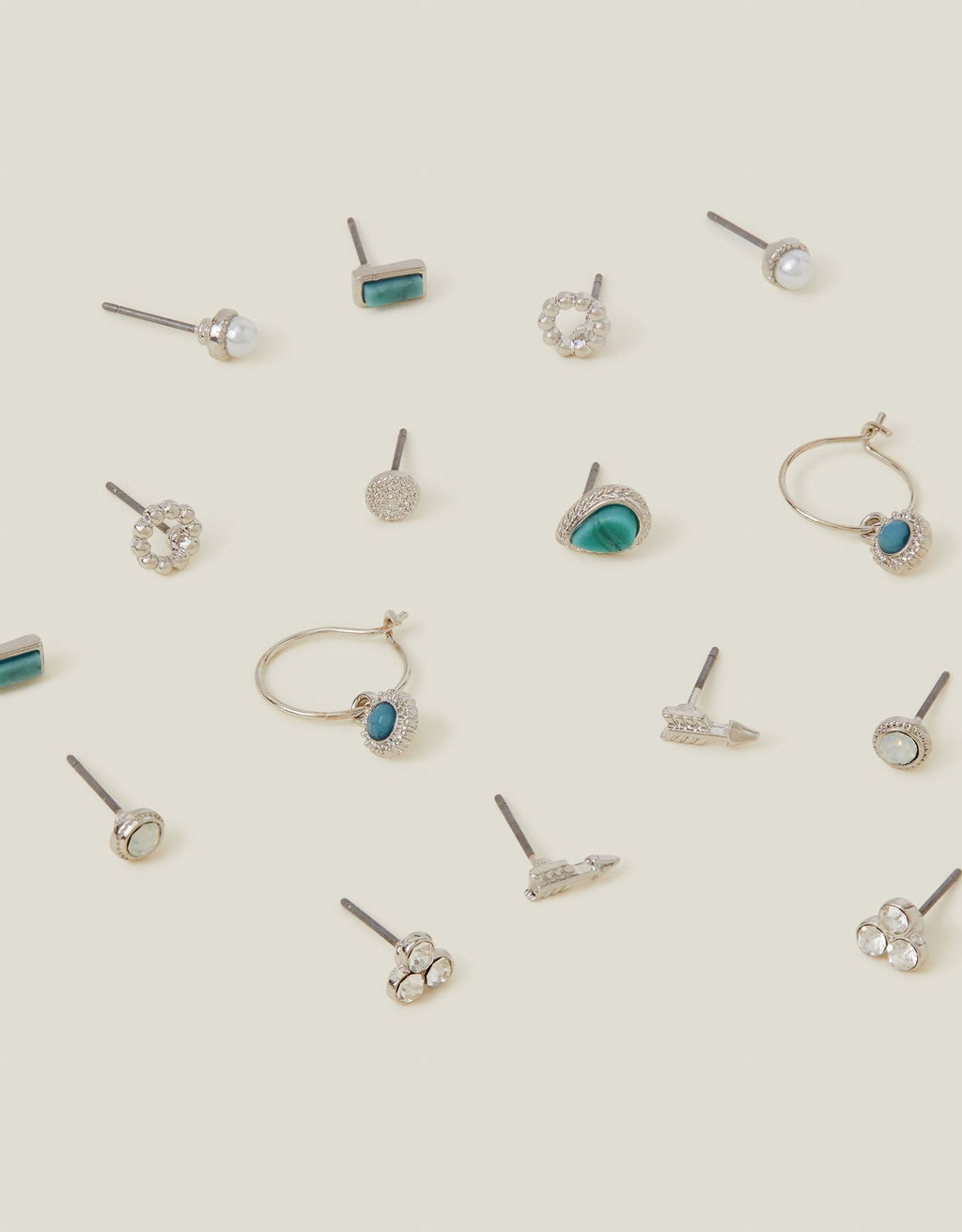 10-Pack Crystal Stud and Hoop Earrings