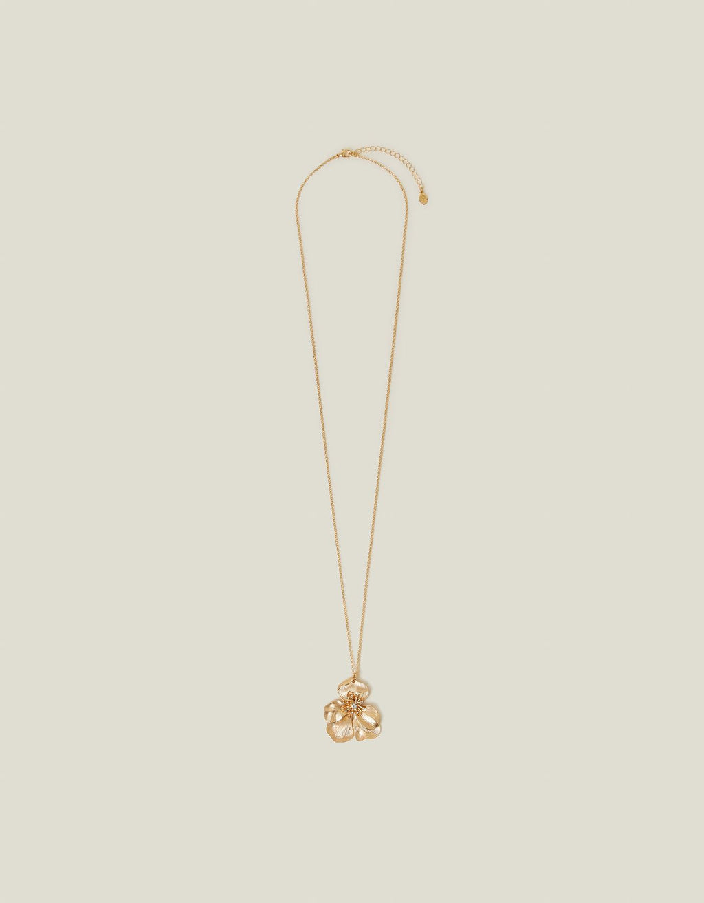 Longline Brushed Flower Pendant Necklace