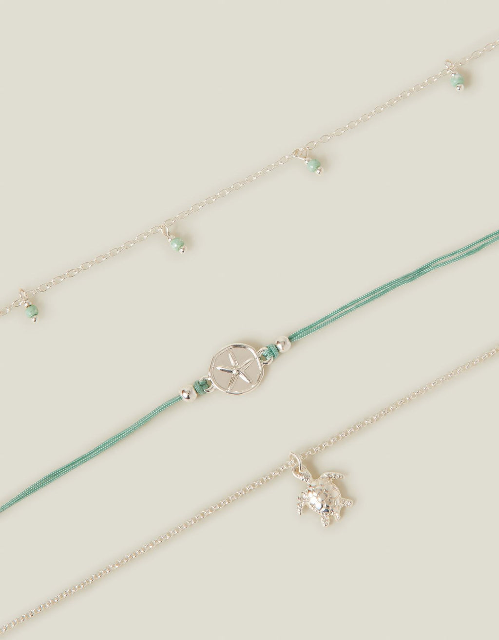 3-Pack Turtle Charm Anklets