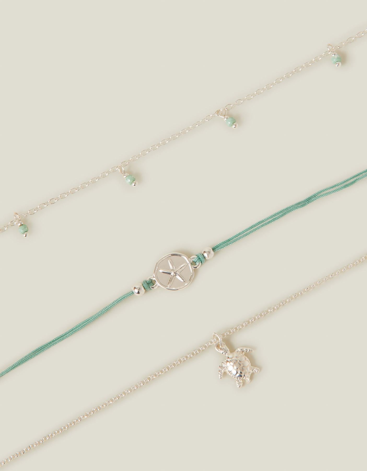 3-Pack Turtle Charm Anklets