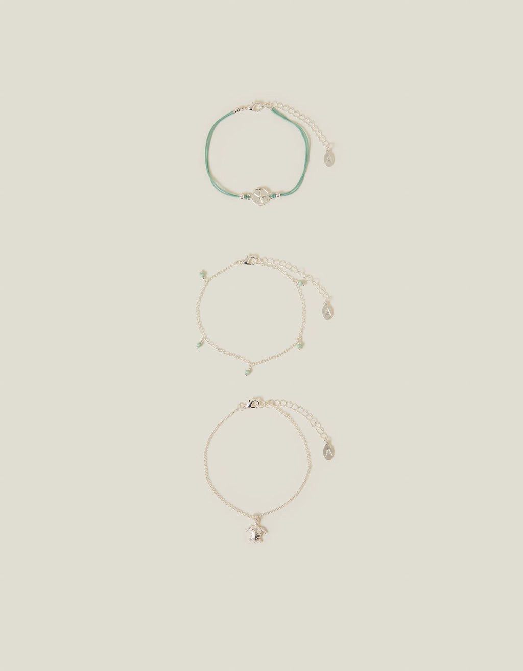 3-Pack Turtle Charm Anklets