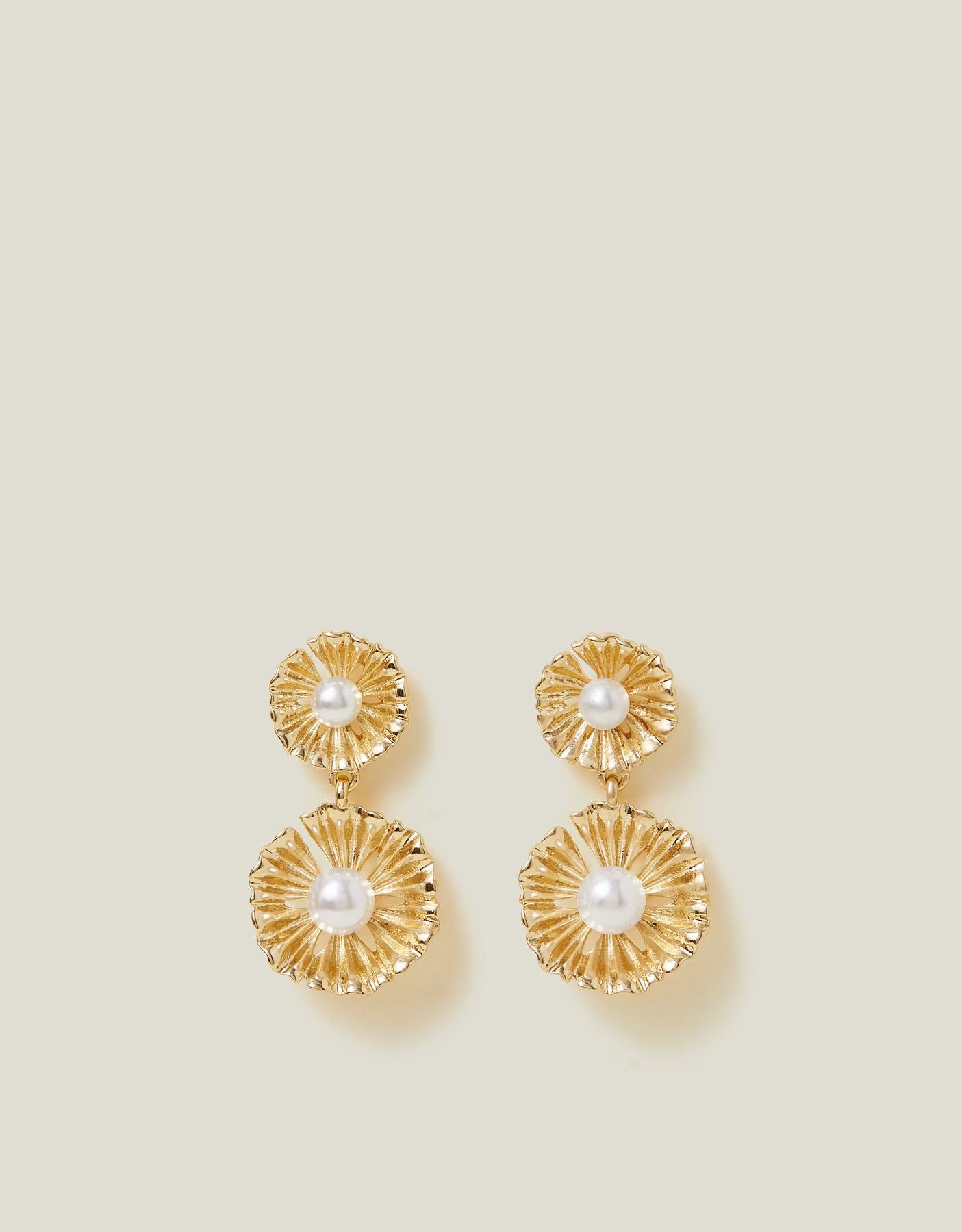 Pearl Flower Drop Earrings