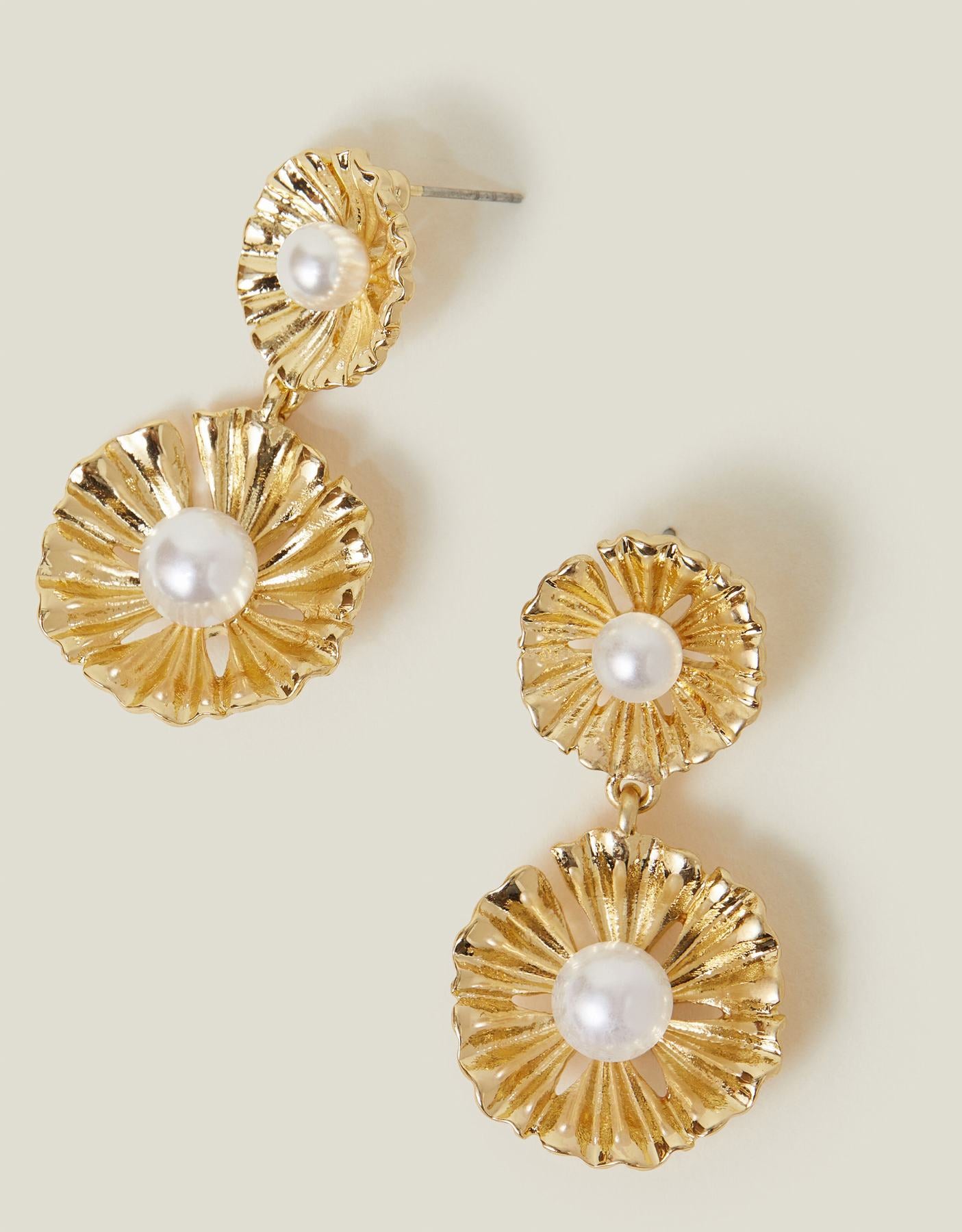 Pearl Flower Drop Earrings