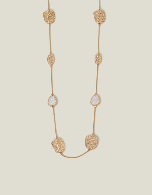 Long Textured Pendant Station Necklace